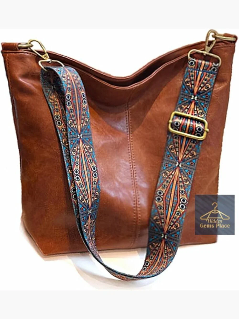 Vegan Leather Hobo Crossbody Bag Guitar Strap Shoulder Purse